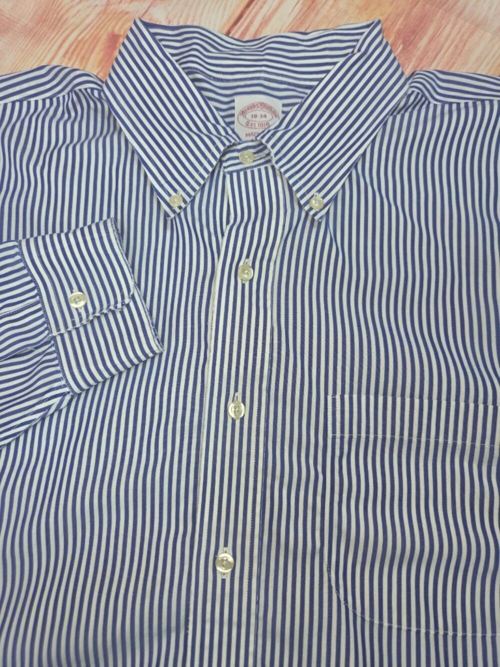 Brooks Brothers Madison Blue Stripe Dress Shirt 18-34 3XL